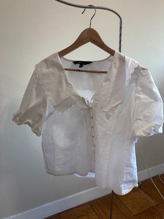 Nobody'S Child Tops - Nobody's Child White Scalloped Peter Pan Collar Blouse